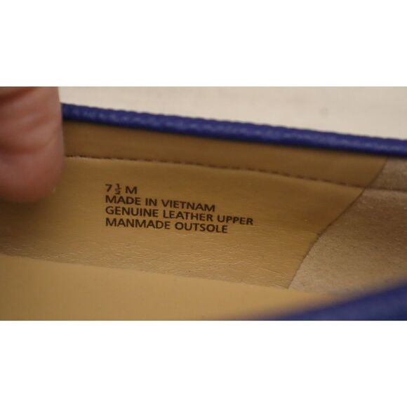 Talbots Women Sz 7.5M Blue Twilight Becca Braid Soft Pebbled Leather Flats - Picture 8 of 14